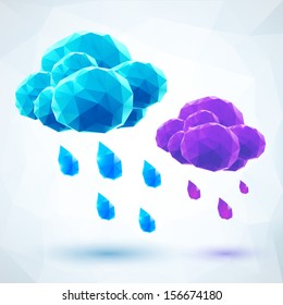 Abstract triangles rainy vector clouds
