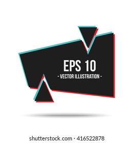 Abstract triangles and rectangle geometric vector banner in black and red colors