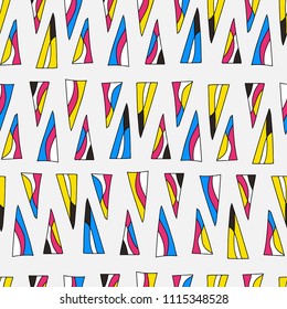 Abstract triangles seamless pattern. Colorful background design