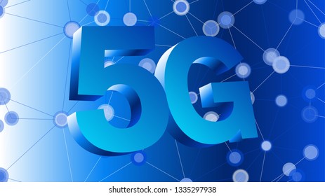 Abstract triangles shapes and 3d symbol of 5G technology