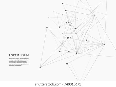 Abstract triangles shapes background with connecting dots and lines.