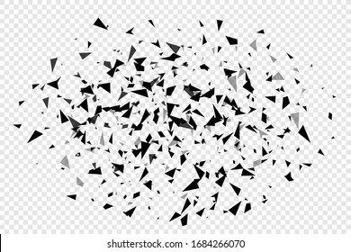 Abstract  triangles shatter burst. Geometric texture background template isolated.  Vector illustration.