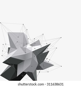 Abstract triangles space low poly. White background with connecting dots and lines. Light connection structure. Polygonal vector background. Futuristic HUD.