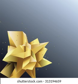 Abstract triangles space low poly. White background with connecting dots and lines. Light connection structure. Polygonal vector background. Futuristic HUD.Gold illustration.