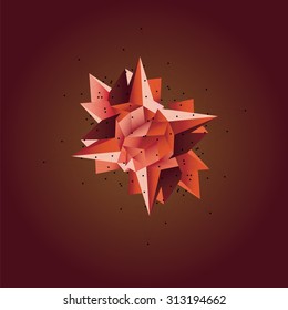 Abstract triangles space low poly. White background with connecting dots and lines. Light connection structure. Polygonal vector background. Futuristic HUD.Red illustration.