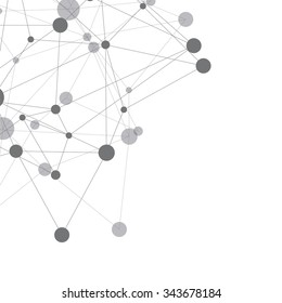 Abstract triangles space low poly. White background with connecting dots and lines. Light connection structure. Polygonal vector background. Futuristic HUD.