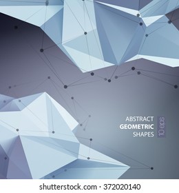 Abstract triangles space low poly. Polygonal vector background with connecting dots and lines. 
