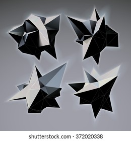 Abstract triangles space low poly. Polygonal vector background with connecting dots and lines. 