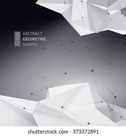 Abstract triangles space low poly. Polygonal vector background with connecting dots and lines. 