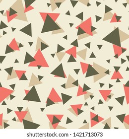 Abstract triangles texture seamless pattern. Great for modern wallpaper, backgrounds, invitations, packaging design. Surface pattern design. Vector