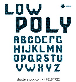 Abstract triangles vector alphabet. Vector illustration EPS10. Mesh-smooth cell font. honeycomb font.