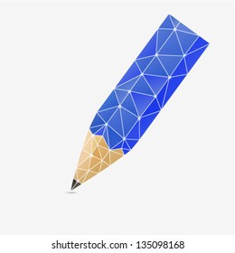 Abstract triangles vector blue color pencil