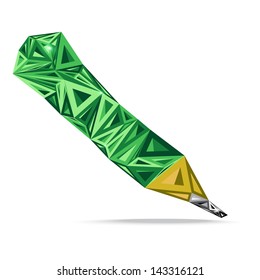 Abstract triangles vector green color pencil