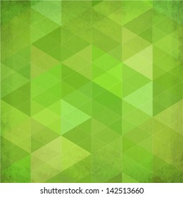 Abstract triangles vintage vector green background