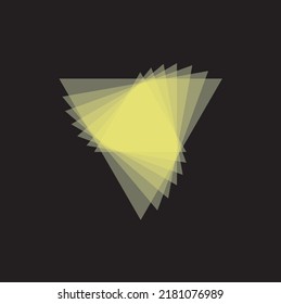 abstract triangles of yellow shades are located on top of each other