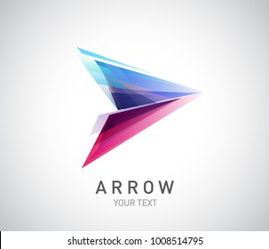 Abstract triangular arrow logo or sign or symbol. Vector illustration