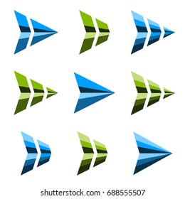 abstract triangular arrow symbol vector