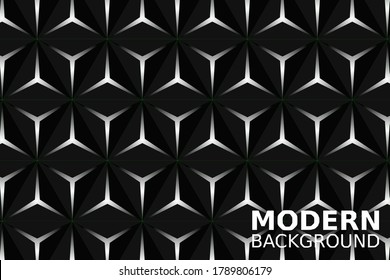 Abstract triangular background. Carbon triangle tiles. Interior design concept. 3d architectural render illustration. Geometry pattern. Random cells. Polygonal glossy surface.