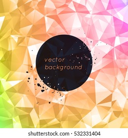 Abstract triangular background with place for text and decorative blots splashes. Modern universal background. Template for your design. Vector Illustration 
