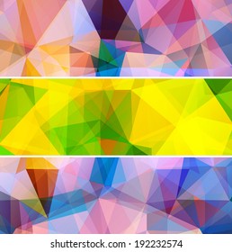 Abstract triangular colorful banners, backgrounds