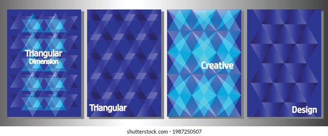 abstract triangular dimension art illustration set, vector background.