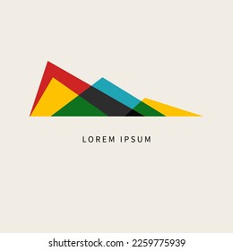 Abstract triangular geometric mountains logo. Layers of hills, mountains icon