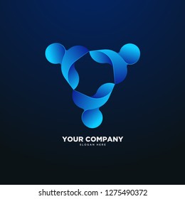 abstract triangular gradient logo, 3d style logo, connection, vector,eps 10