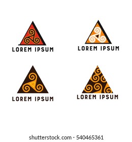 Abstract triangular greek  logo with curls