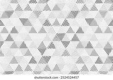 Abstract triangular halftone background. Monochrome geometric pattern. Grunge background as design element. Vector illustration.