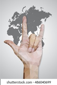 Abstract Triangular Hand love Sign