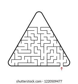 Abstract triangular labyrinth. Game for kids. Puzzle for children. One entrance, one exit. Labyrinth conundrum. Flat vector illustration isolated on white background. With place for your image