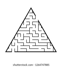 Abstract triangular labyrinth. Game for kids. Puzzle for children. One entrance, one exit. Labyrinth conundrum. Flat vector illustration isolated on white background