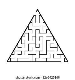 Abstract triangular labyrinth. Game for kids. Puzzle for children. One entrance, one exit. Labyrinth conundrum. Flat vector illustration isolated on white background