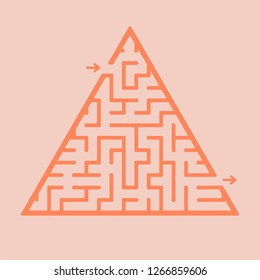 Abstract triangular labyrinth. Game for kids. Puzzle for children. One entrance, one exit. Labyrinth conundrum. Flat vector illustration isolated on color background