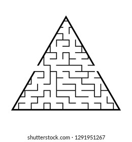 Abstract triangular labyrinth. Game for kids. Puzzle for children. One entrance, one exit. Labyrinth conundrum. Flat vector illustration isolated on white background