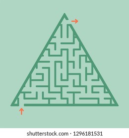 Abstract triangular labyrinth. Game for kids. Puzzle for children. One entrance, one exit. Labyrinth conundrum. Flat vector illustration isolated on color background