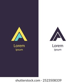 Abstract, triangular logo design with a modern and geometric shape. Ideal for businesses in architecture, technology, branding, consulting, startups, and real estate. Letter A.