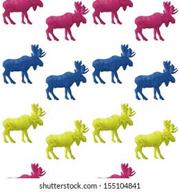 Abstract triangular moose isolated on a white background. Seamless pattern
