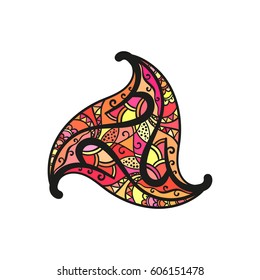 Abstract triangular ornament, Hand drawn colorful isolated design element, Vector illustration 