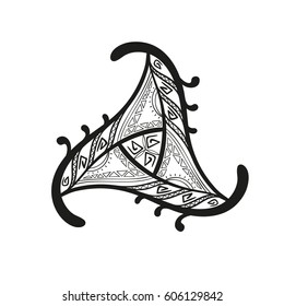 Abstract triangular ornament, Isolated hand drawn design element can be used for coloring book, Vector illustration