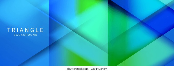 Abstract triangular pattern blue and green color dynamic design background