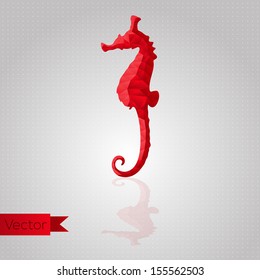 Abstract triangular red seahorse isolated on a white background
