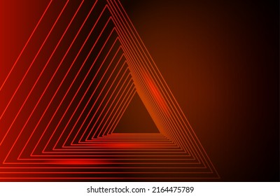 Abstract triangular tunnel dynamic red design background graphic 