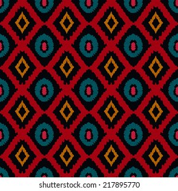 Abstract tribal art ethnic seamless pattern. Ikat. Folk repeating background texture. Geometric print. Fabric design. Wallpaper 