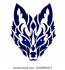 abstract tribal art tattoo design wolf head face suitable for logos and others