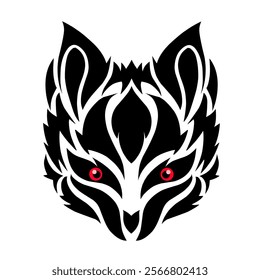 abstract tribal art tattoo design wolf head face suitable for logos and others