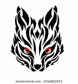 abstract tribal art tattoo design wolf head face suitable for logos and others