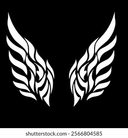 abstract tribal art tattoo design a pair of white wings