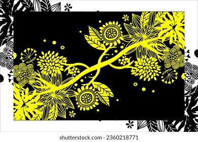 abstraktes Stammes-Hintergrund-Design in Form von Wurzeln und Blumen