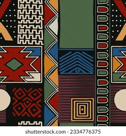 Abstract tribal background, vector seamless pattern